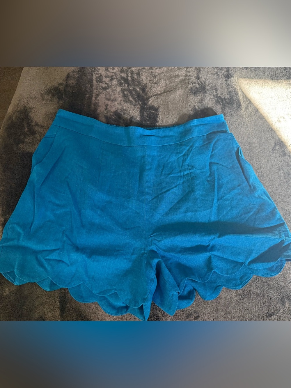 eesome Teal Scalloped High-Waist Women’s Shorts